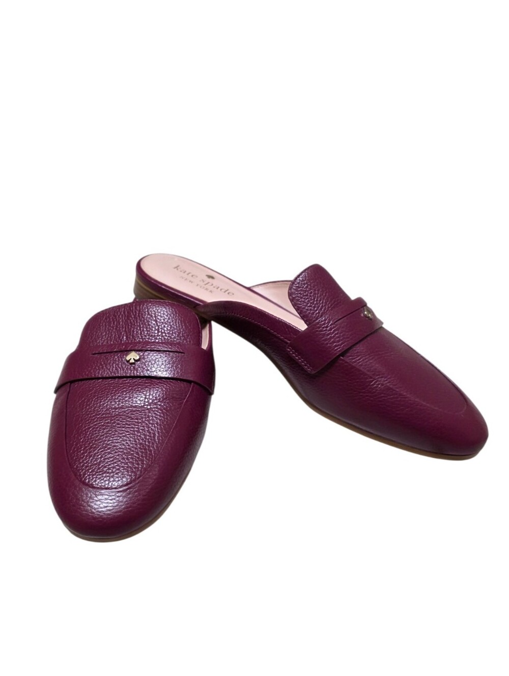 Kate Spade Caelyn 2 Burgundy Pebble Leather Slip On Mules